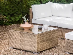 Discount Beliani Set di divani angolari da giardino 4 posti SANO Modulare Rattan sintetico (PE) Naturale Bianco Naturale
