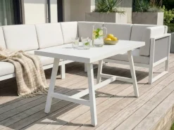 Sale Beliani Set di divani angolari da giardino 6 posti CASTELLA/FRATTE Lato Sinistro Metallo Bianco sporco Bianco Grigio