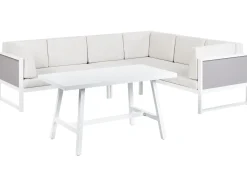 Sale Beliani Set di divani angolari da giardino 6 posti CASTELLA/FRATTE Lato Sinistro Metallo Bianco sporco Bianco Grigio
