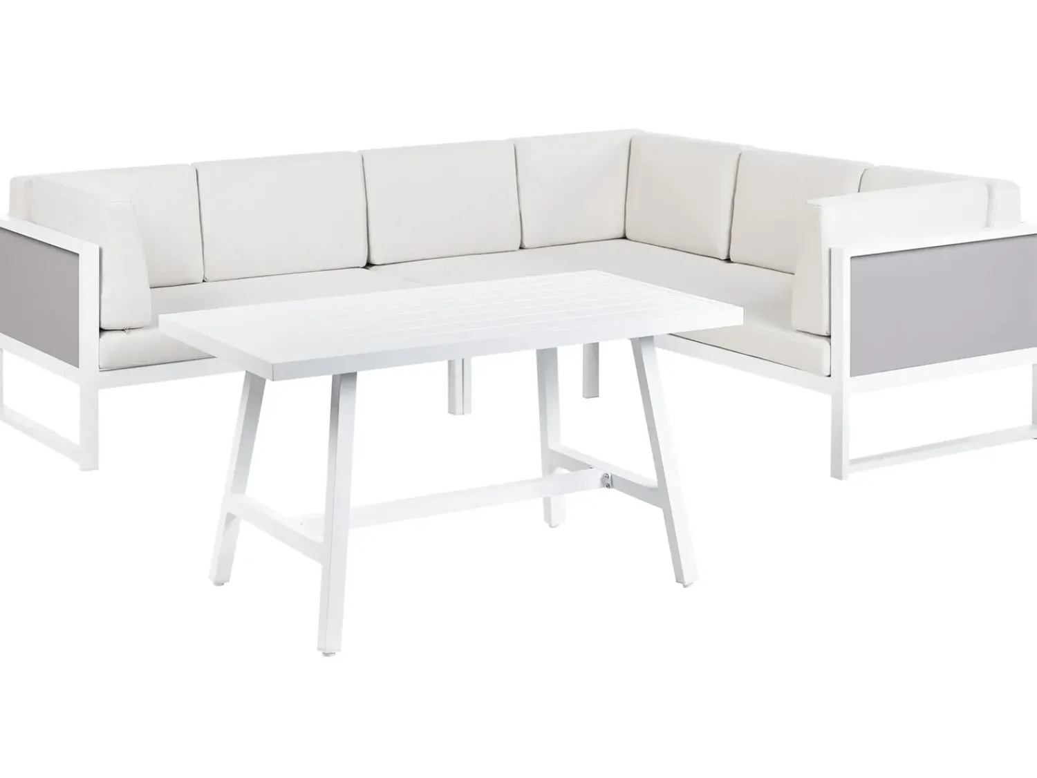 Sale Beliani Set di divani angolari da giardino 6 posti CASTELLA/FRATTE Lato Sinistro Metallo Bianco sporco Bianco Grigio