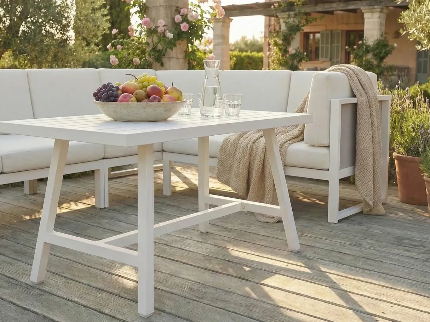 Sale Beliani Set di divani angolari da giardino 6 posti CASTELLA/FRATTE Lato Sinistro Metallo Bianco sporco Bianco Grigio