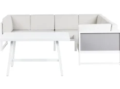 Sale Beliani Set di divani angolari da giardino 6 posti CASTELLA/FRATTE Lato Sinistro Metallo Bianco sporco Bianco Grigio