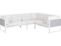 Sale Beliani Set di divani angolari da giardino 6 posti CASTELLA/FRATTE Lato Sinistro Metallo Bianco sporco Bianco Grigio