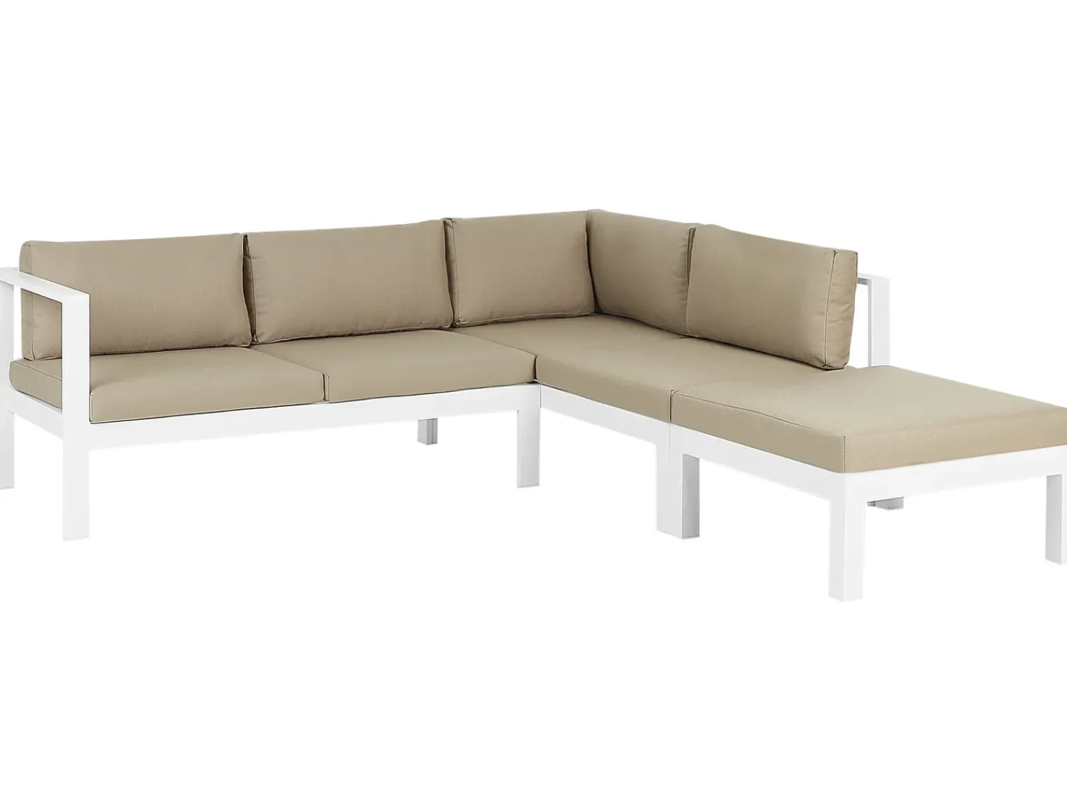 Sale Beliani Set di divani angolari da giardino 5 posti MESSINA Lato Sinistro Metallo Beige sabbia Bianco Beige Grigio