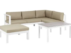 Sale Beliani Set di divani angolari da giardino 5 posti MESSINA Lato Sinistro Metallo Beige sabbia Bianco Beige Grigio