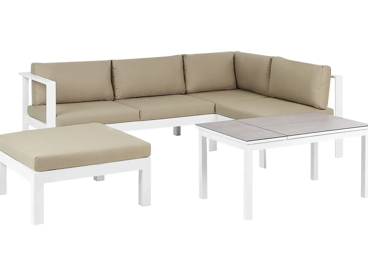 Sale Beliani Set di divani angolari da giardino 5 posti MESSINA Lato Sinistro Metallo Beige sabbia Bianco Beige Grigio