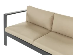 Beliani Set di divani angolari da giardino 5 posti MESSINA Lato Sinistro Metallo Beige sabbia Beige Nero