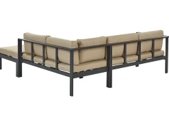 Beliani Set di divani angolari da giardino 5 posti MESSINA Lato Sinistro Metallo Beige sabbia Beige Nero