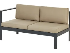 Beliani Set di divani angolari da giardino 5 posti MESSINA Lato Sinistro Metallo Beige sabbia Beige Nero