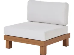 Hot Beliani Set di divani angolari da giardino 5 posti SANZA Lato Sinistro Modulare Metallo Bianco Bianco Marrone