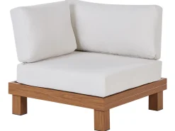 Hot Beliani Set di divani angolari da giardino 5 posti SANZA Lato Sinistro Modulare Metallo Bianco Bianco Marrone