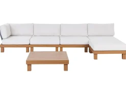 Hot Beliani Set di divani angolari da giardino 5 posti SANZA Lato Sinistro Modulare Metallo Bianco Bianco Marrone