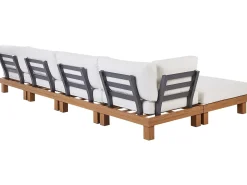 Hot Beliani Set di divani angolari da giardino 5 posti SANZA Lato Sinistro Modulare Metallo Bianco Bianco Marrone
