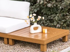 Hot Beliani Set di divani angolari da giardino 5 posti SANZA Lato Sinistro Modulare Metallo Bianco Bianco Marrone