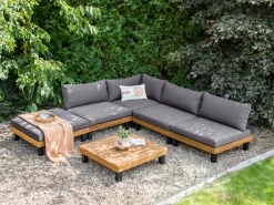 Hot Beliani Set di divani angolari da giardino 5 posti FRAZZANO Modulare Legno di acacia certificato Grigio Marrone Grigio