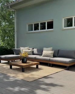 Hot Beliani Set di divani angolari da giardino 5 posti FRAZZANO Modulare Legno di acacia certificato Grigio Marrone Grigio