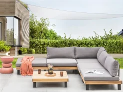 Hot Beliani Set di divani angolari da giardino 5 posti FRAZZANO Modulare Legno di acacia certificato Grigio Marrone Grigio