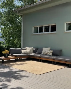 Hot Beliani Set di divani angolari da giardino 5 posti FRAZZANO Modulare Legno di acacia certificato Grigio Marrone Grigio