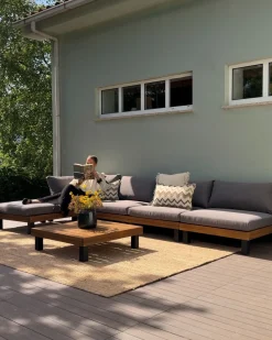 Hot Beliani Set di divani angolari da giardino 5 posti FRAZZANO Modulare Legno di acacia certificato Grigio Marrone Grigio