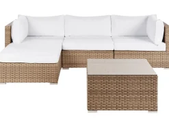 Hot Beliani Set di divani angolari da giardino 4 posti SANO Modulare Rattan sintetico (PE) Naturale Bianco Naturale