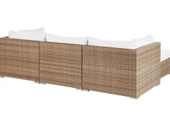 Hot Beliani Set di divani angolari da giardino 4 posti SANO Modulare Rattan sintetico (PE) Naturale Bianco Naturale