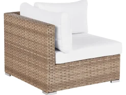 Hot Beliani Set di divani angolari da giardino 4 posti SANO Modulare Rattan sintetico (PE) Naturale Bianco Naturale