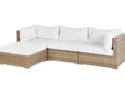 Hot Beliani Set di divani angolari da giardino 4 posti SANO Modulare Rattan sintetico (PE) Naturale Bianco Naturale