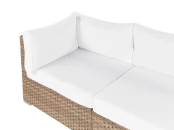 Hot Beliani Set di divani angolari da giardino 4 posti SANO Modulare Rattan sintetico (PE) Naturale Bianco Naturale