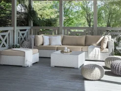 Beliani Set di divani angolari da giardino 4 posti SANO Modulare Rattan sintetico (PE) Bianco Bianco Beige