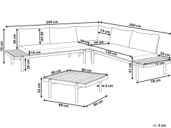 Online Beliani Set di divani angolari da giardino 5 posti BELLARIVA Legno d'eucalipto Bianco sporco Bianco Marrone Nero