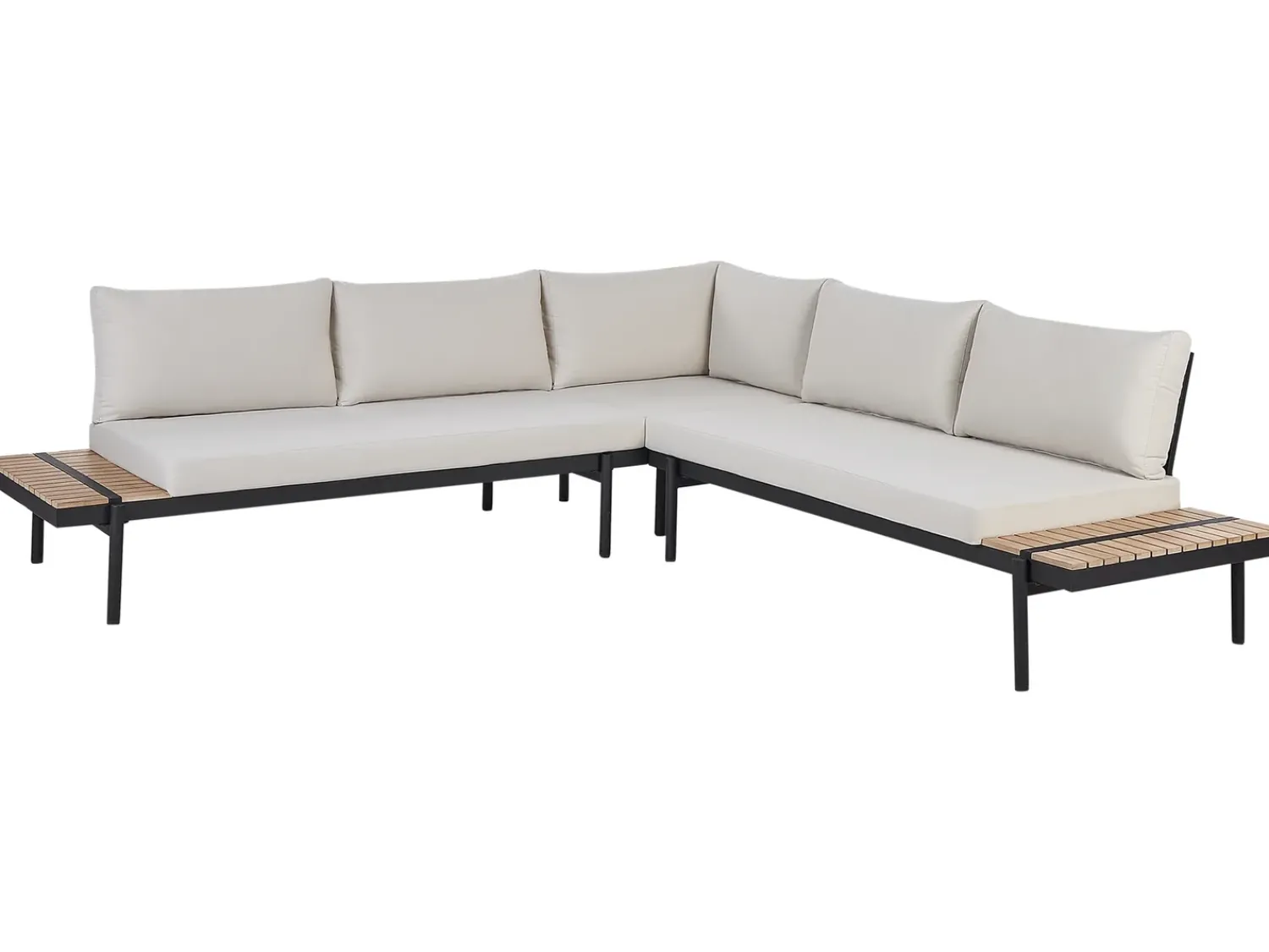 Online Beliani Set di divani angolari da giardino 5 posti BELLARIVA Legno d'eucalipto Bianco sporco Bianco Marrone Nero