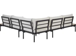 Online Beliani Set di divani angolari da giardino 5 posti BELLARIVA Legno d'eucalipto Bianco sporco Bianco Marrone Nero