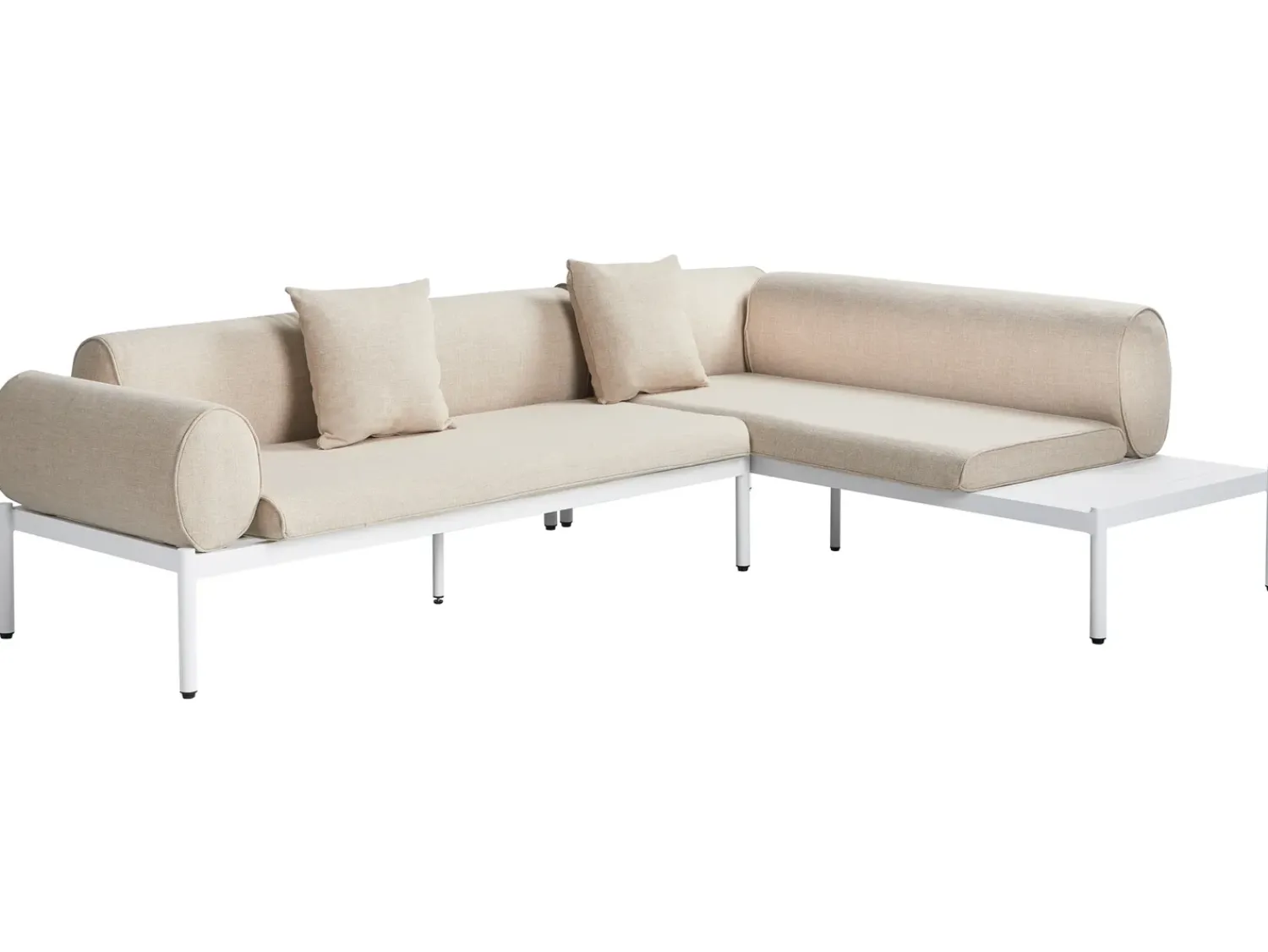 Sale Beliani Set di divani angolari da giardino 5 posti RASIGLIA Lato Sinistro Metallo Beige Bianco Beige