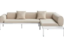 Sale Beliani Set di divani angolari da giardino 5 posti RASIGLIA Lato Sinistro Metallo Beige Bianco Beige
