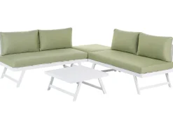 Hot Beliani Set di divani angolari da giardino 5 posti COCCORINO Metallo Verde Bianco Verde
