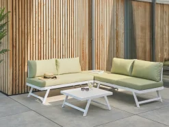 Hot Beliani Set di divani angolari da giardino 5 posti COCCORINO Metallo Verde Bianco Verde