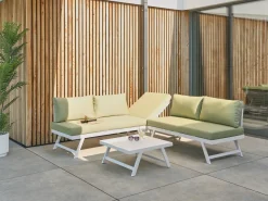 Hot Beliani Set di divani angolari da giardino 5 posti COCCORINO Metallo Verde Bianco Verde