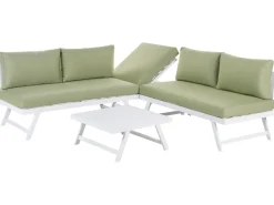 Hot Beliani Set di divani angolari da giardino 5 posti COCCORINO Metallo Verde Bianco Verde