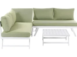 Hot Beliani Set di divani angolari da giardino 5 posti COCCORINO Metallo Verde Bianco Verde