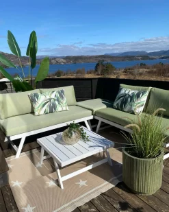 Hot Beliani Set di divani angolari da giardino 5 posti COCCORINO Metallo Verde Bianco Verde