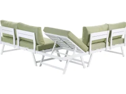 Hot Beliani Set di divani angolari da giardino 5 posti COCCORINO Metallo Verde Bianco Verde