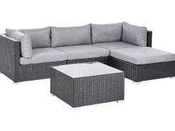 Online Beliani Set di divani angolari da giardino 4 posti SANO Rattan sintetico (PE) Nero Grigio Nero