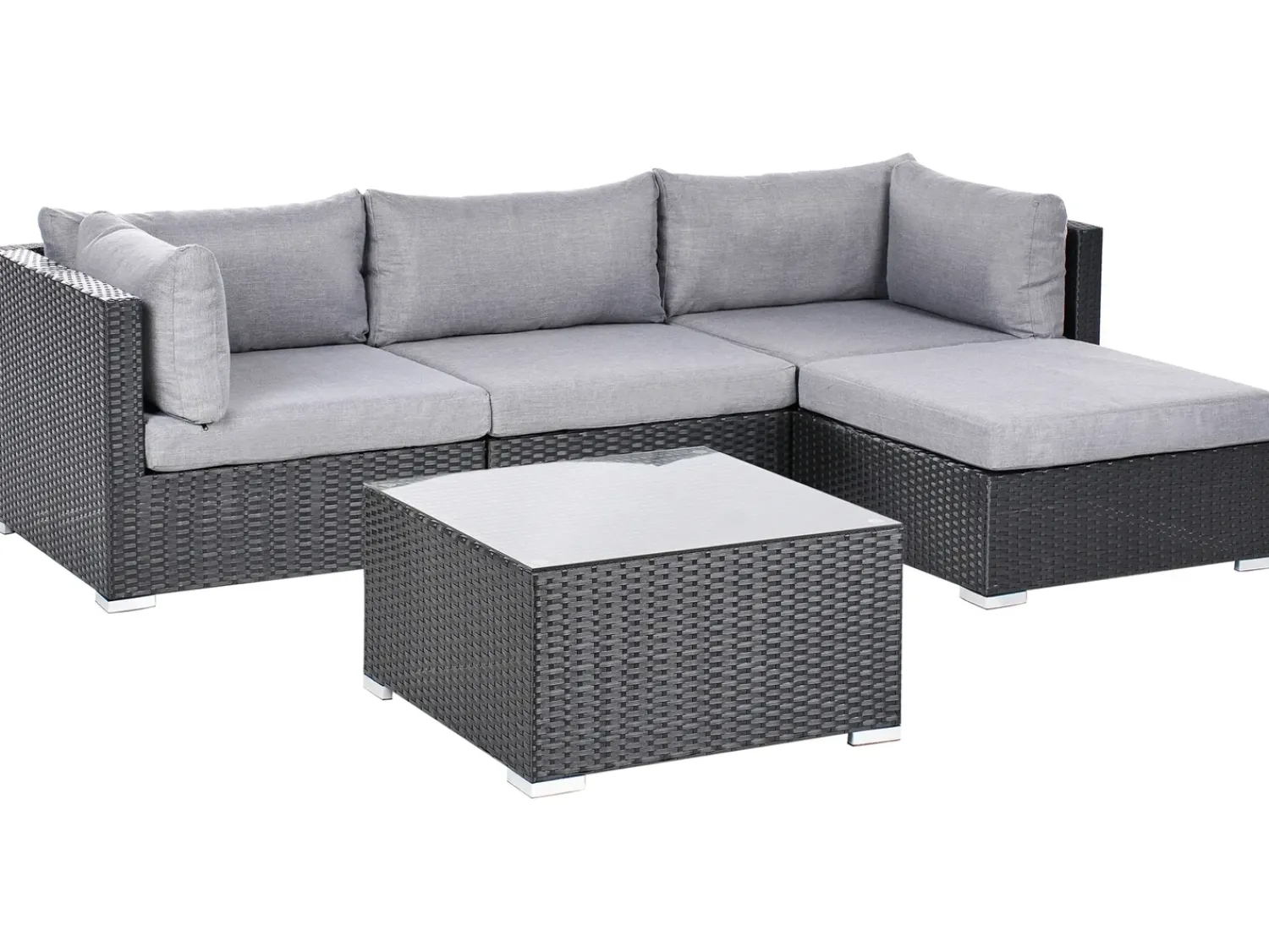 Online Beliani Set di divani angolari da giardino 4 posti SANO Rattan sintetico (PE) Nero Grigio Nero