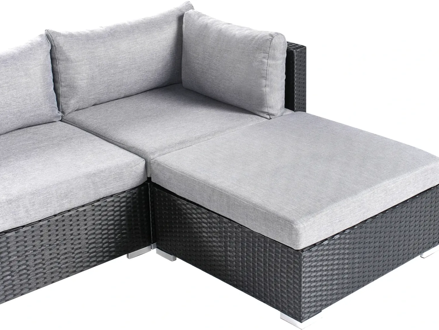 Online Beliani Set di divani angolari da giardino 4 posti SANO Rattan sintetico (PE) Nero Grigio Nero