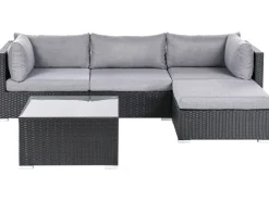 Online Beliani Set di divani angolari da giardino 4 posti SANO Rattan sintetico (PE) Nero Grigio Nero