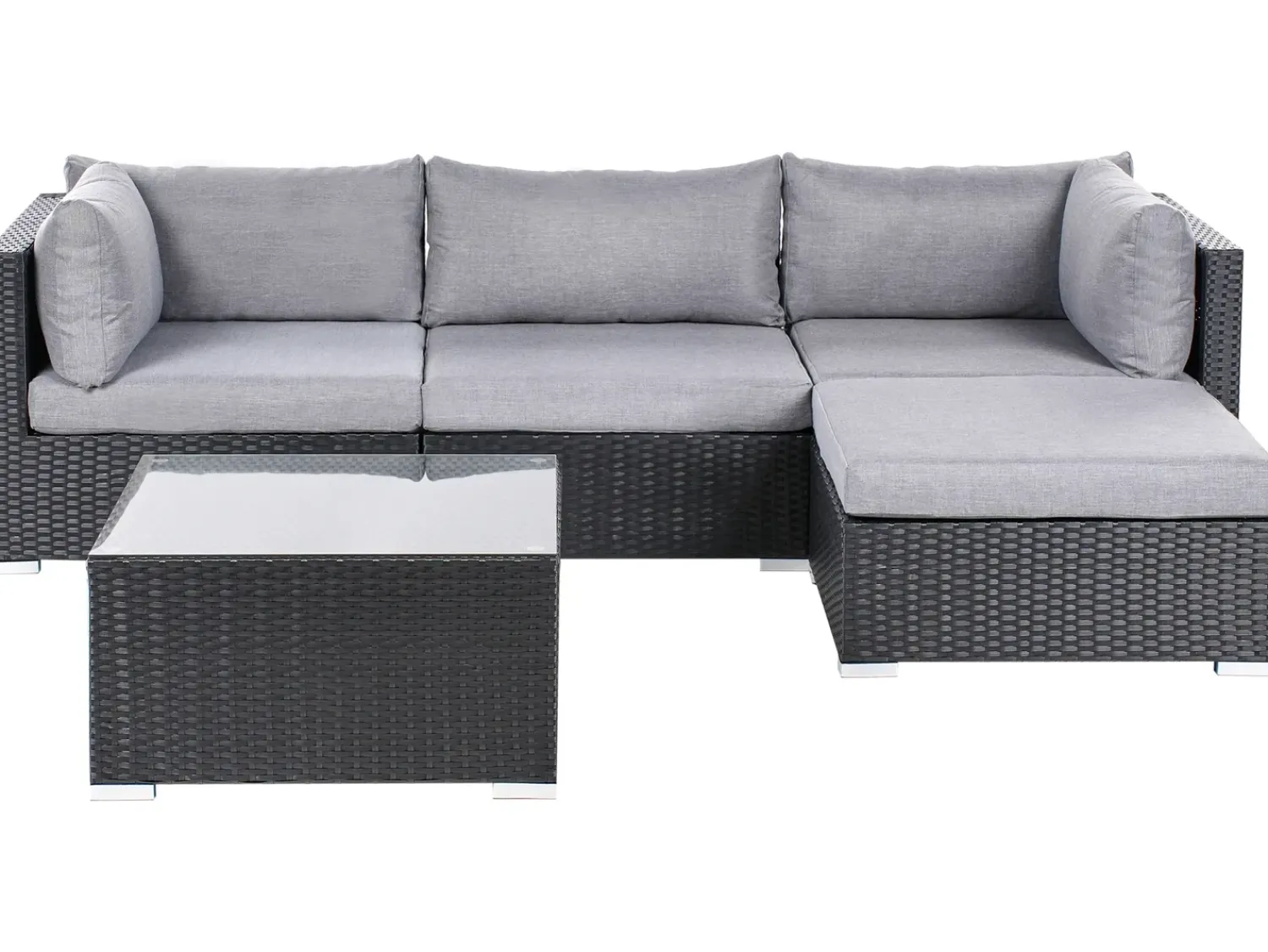 Online Beliani Set di divani angolari da giardino 4 posti SANO Rattan sintetico (PE) Nero Grigio Nero