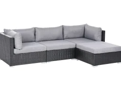 Online Beliani Set di divani angolari da giardino 4 posti SANO Rattan sintetico (PE) Nero Grigio Nero