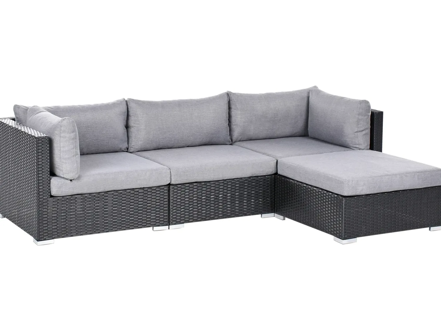 Online Beliani Set di divani angolari da giardino 4 posti SANO Rattan sintetico (PE) Nero Grigio Nero