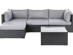 Hot Beliani Set di divani angolari da giardino 4 posti SANO Rattan sintetico (PE) Nero Grigio Nero