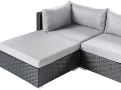 Hot Beliani Set di divani angolari da giardino 4 posti SANO Rattan sintetico (PE) Nero Grigio Nero